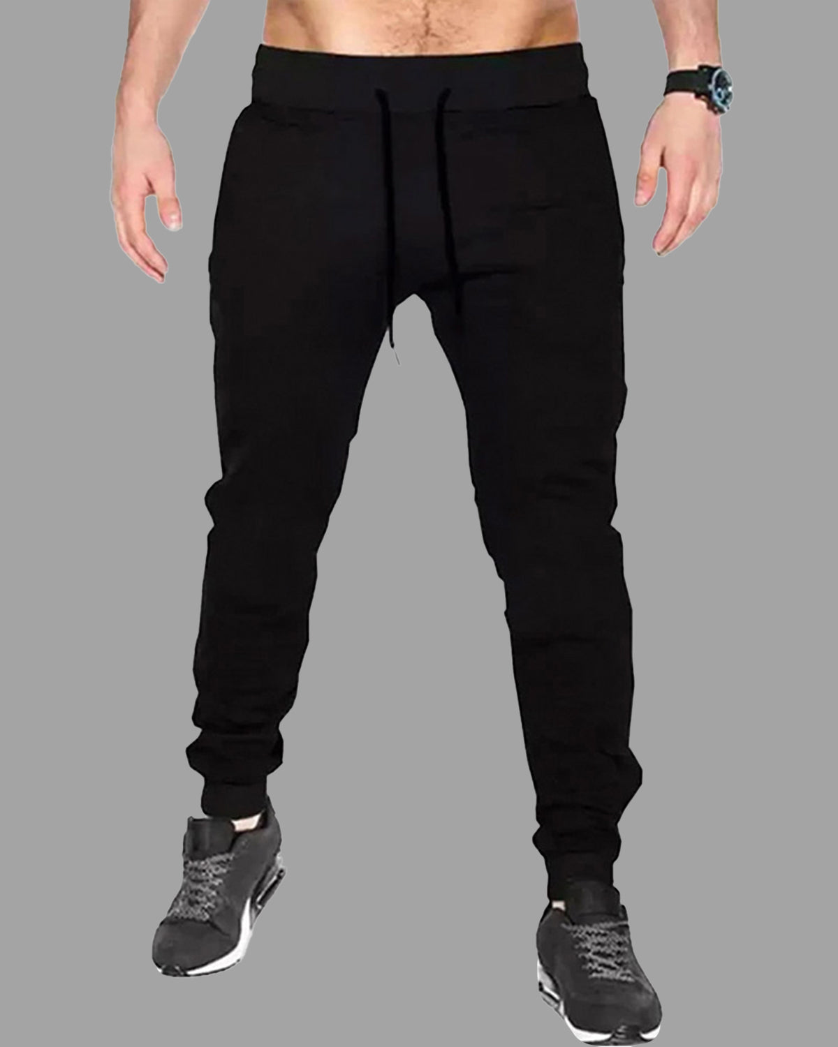 Solid Men Black Track Pant