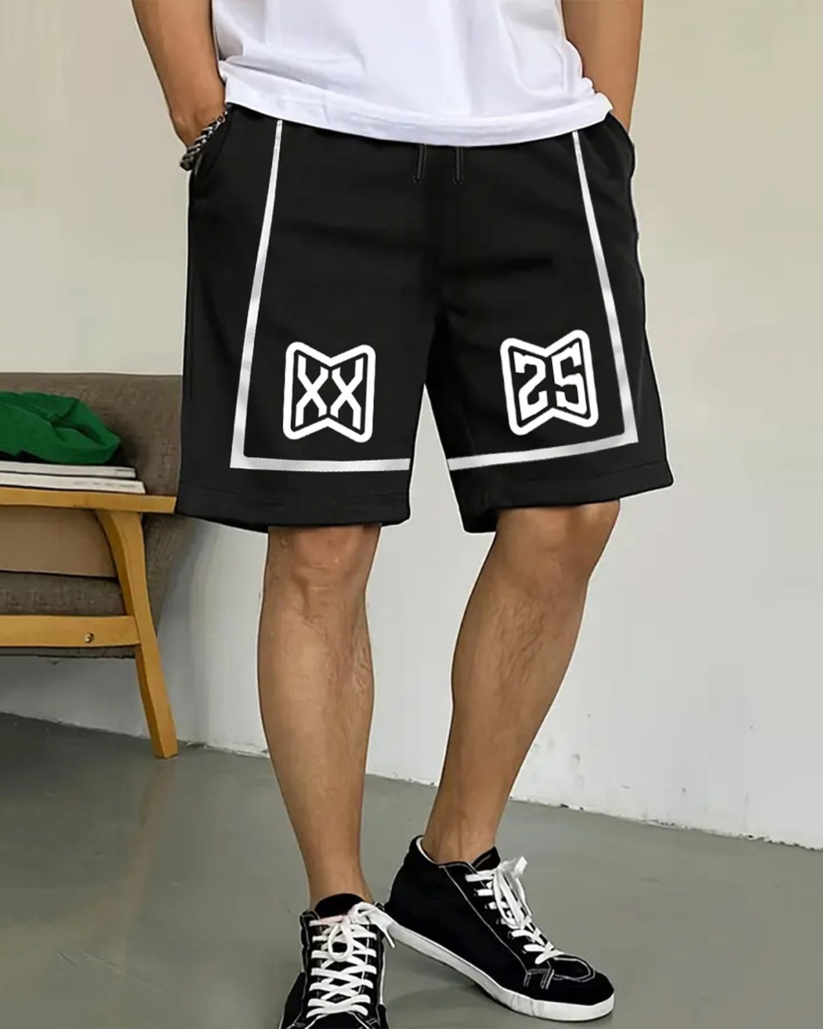 Printed Black & White Short For Men