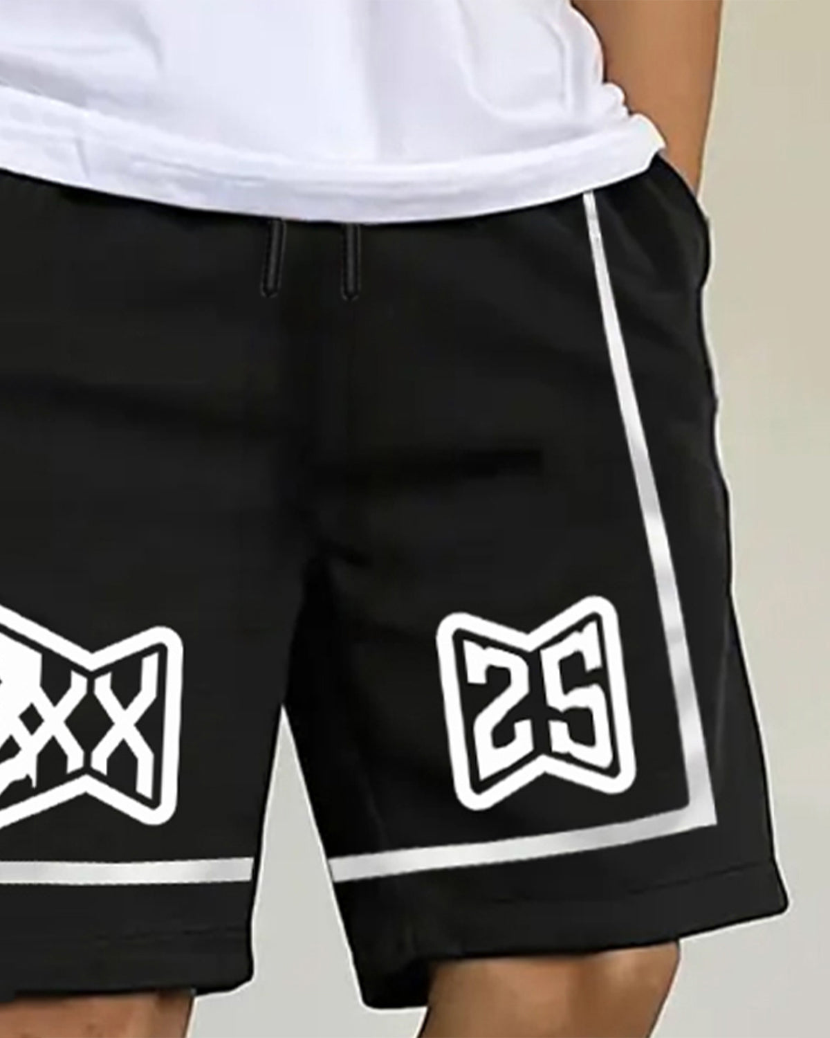 Printed Black & White Short For Men