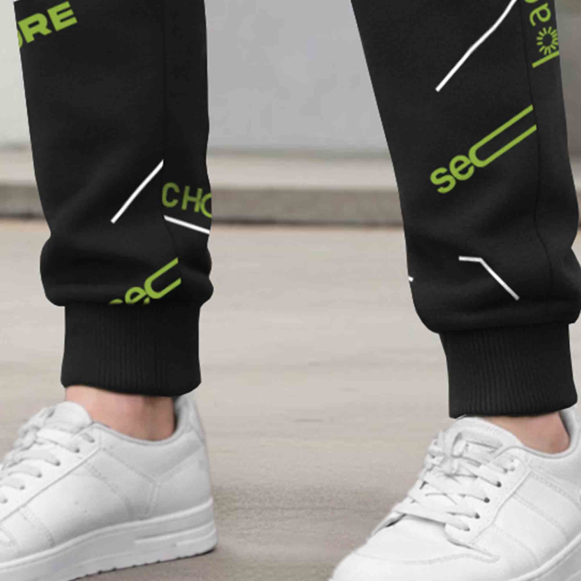 Mens All Over Print Multi Pockets Black Cargo Jogger