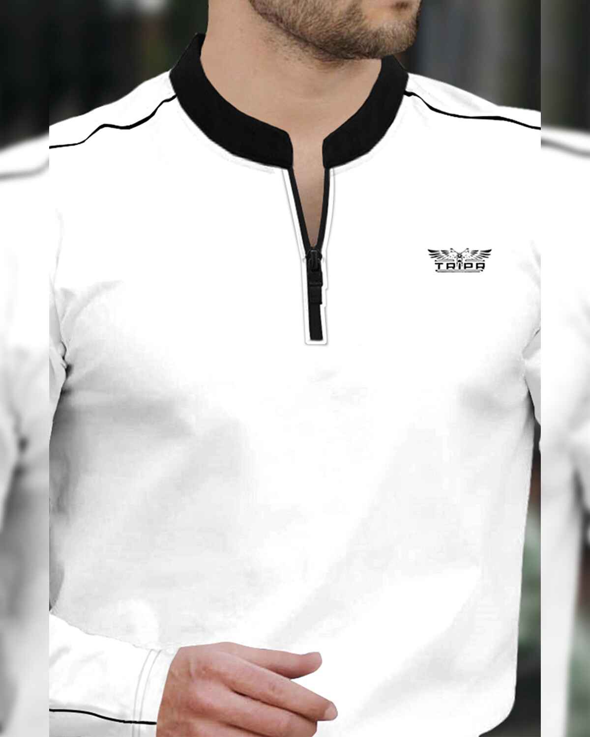 Cotton Blend White Full Sleeve TShirts