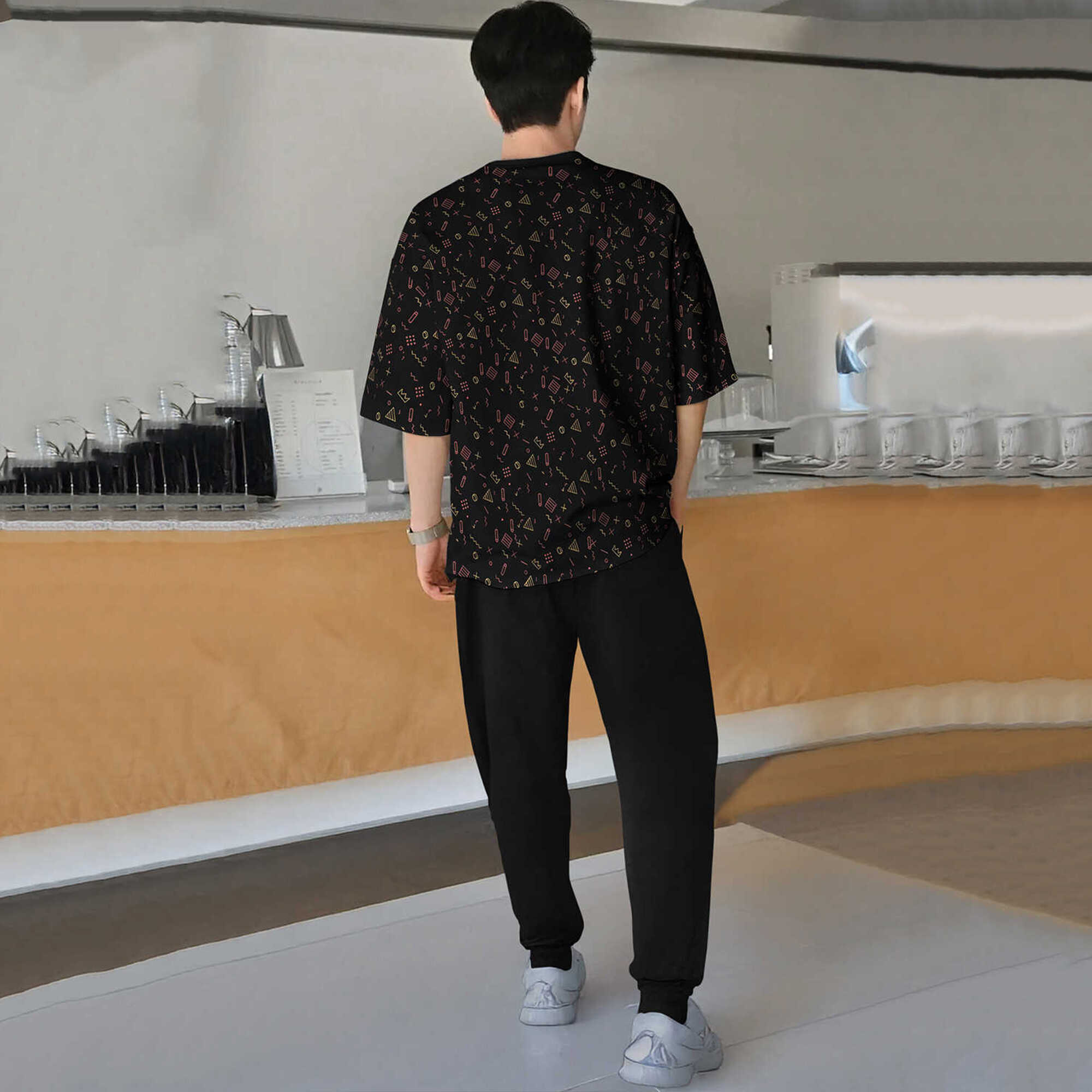tracksuit oversized printed t-shirt with plain black trackpant