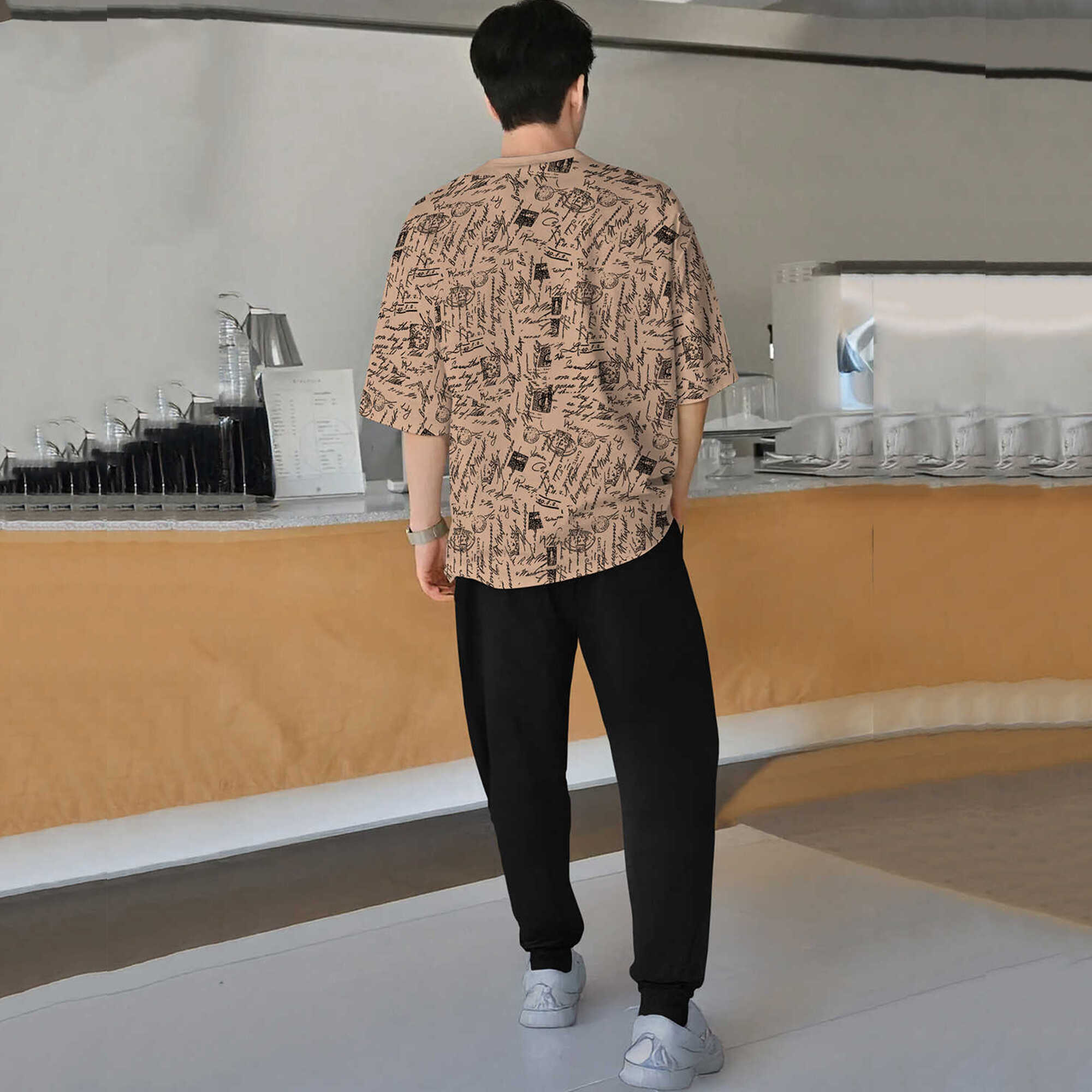 tracksuit oversized printed t-shirt with plain black trackpant