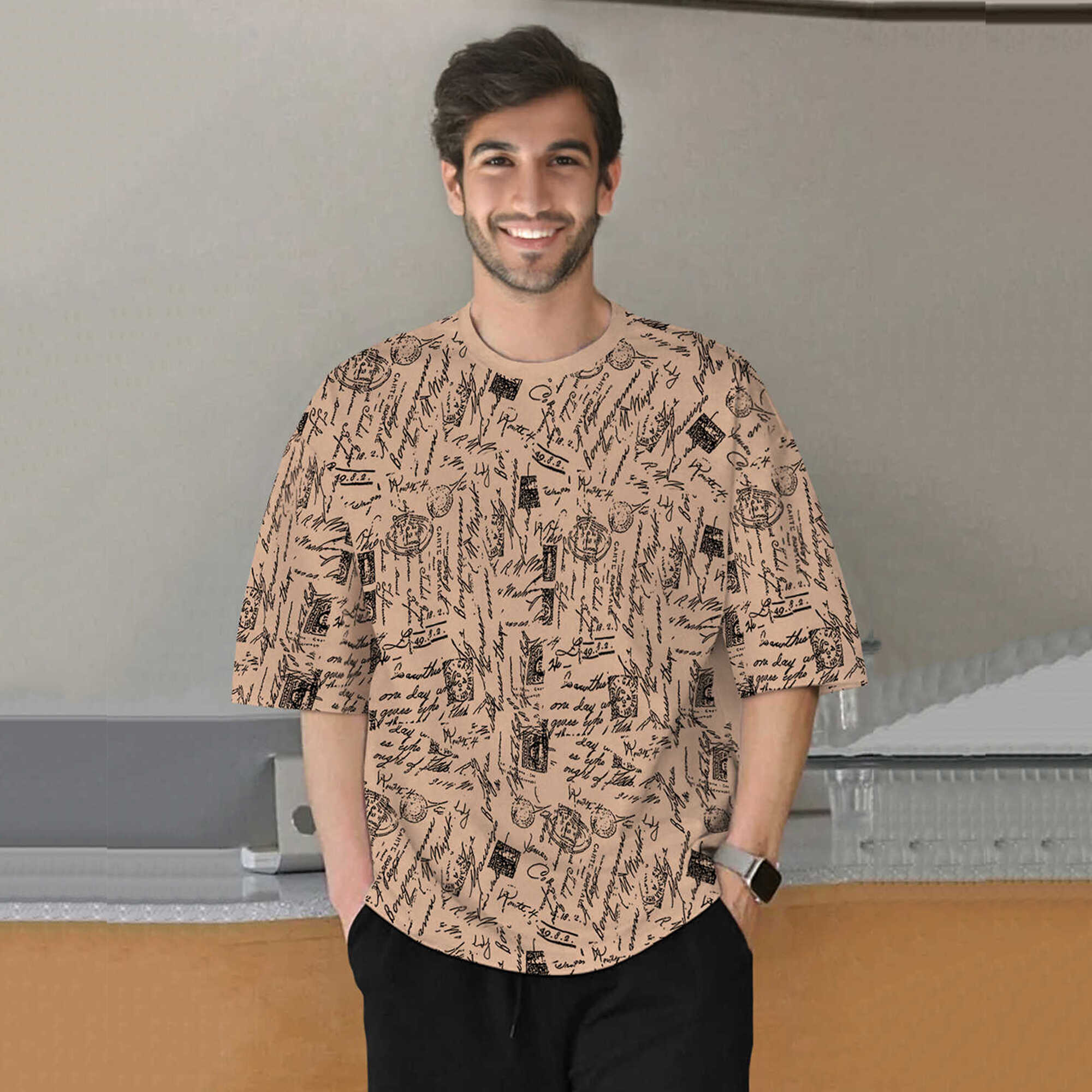 tracksuit oversized printed t-shirt with plain black trackpant