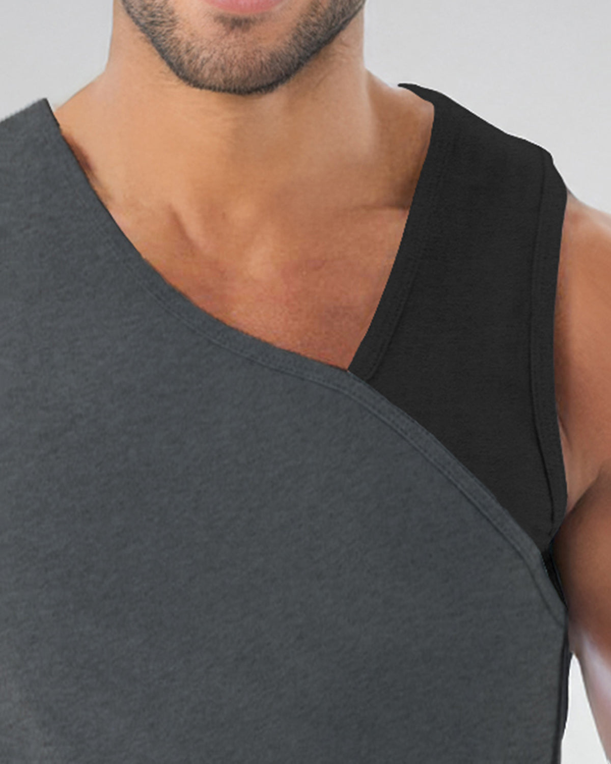 Dark Grey Plain Gym Vest For Men