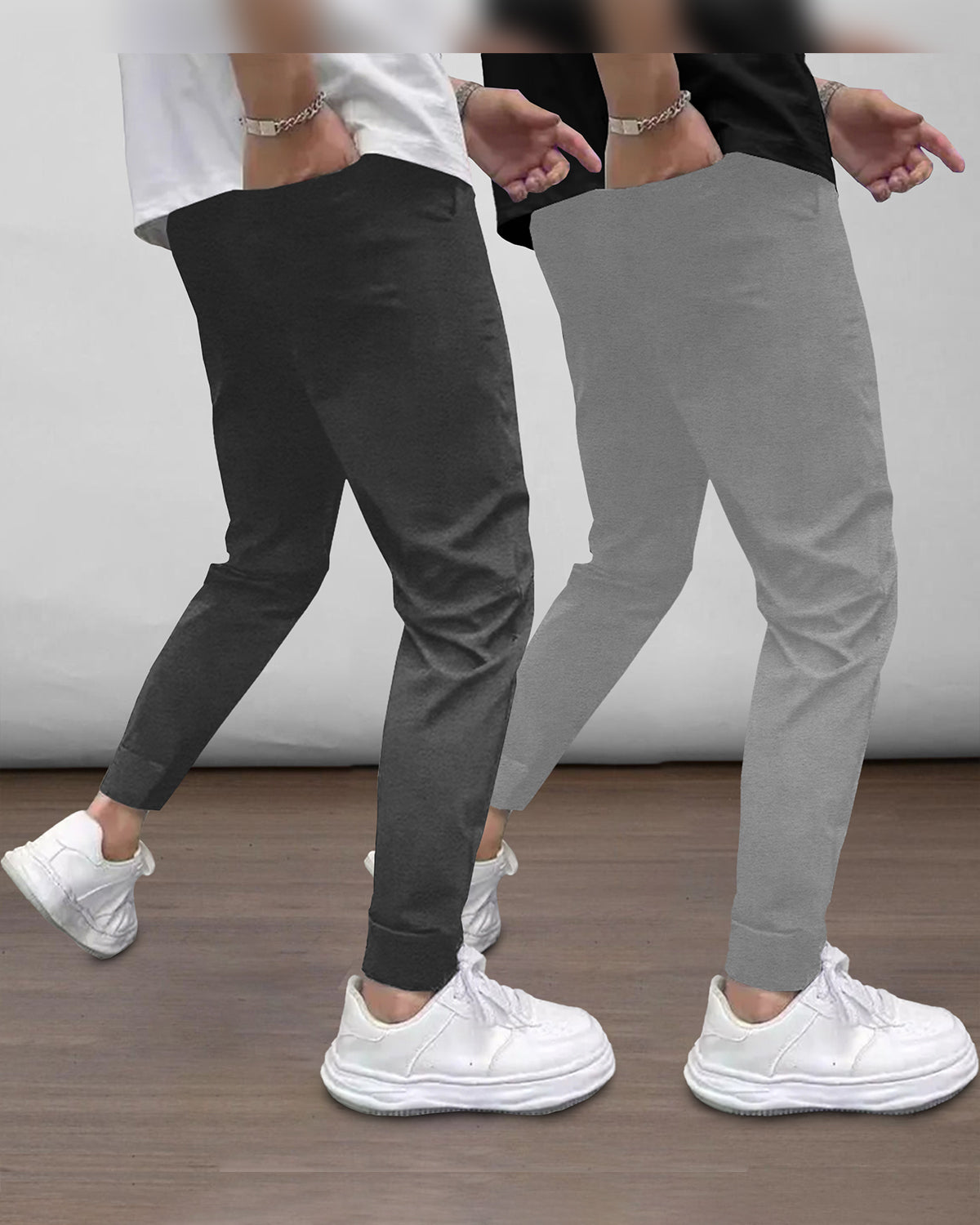 (Pack Of 2) Mens Printed Darkgrey & Grey Trackpants