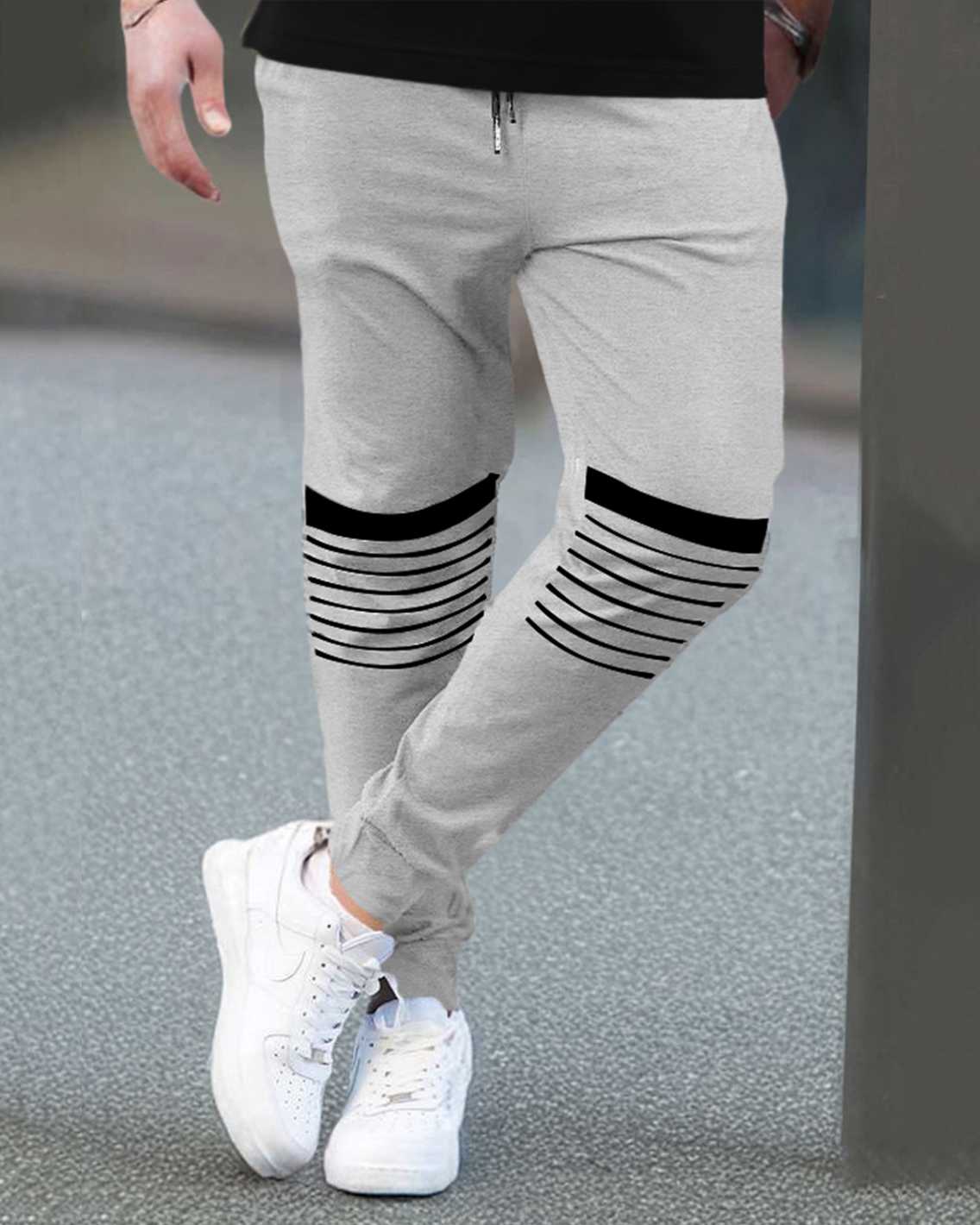 Track Suit Half Sleeve Black Printed T-shirt with Grey Printed Trackpant