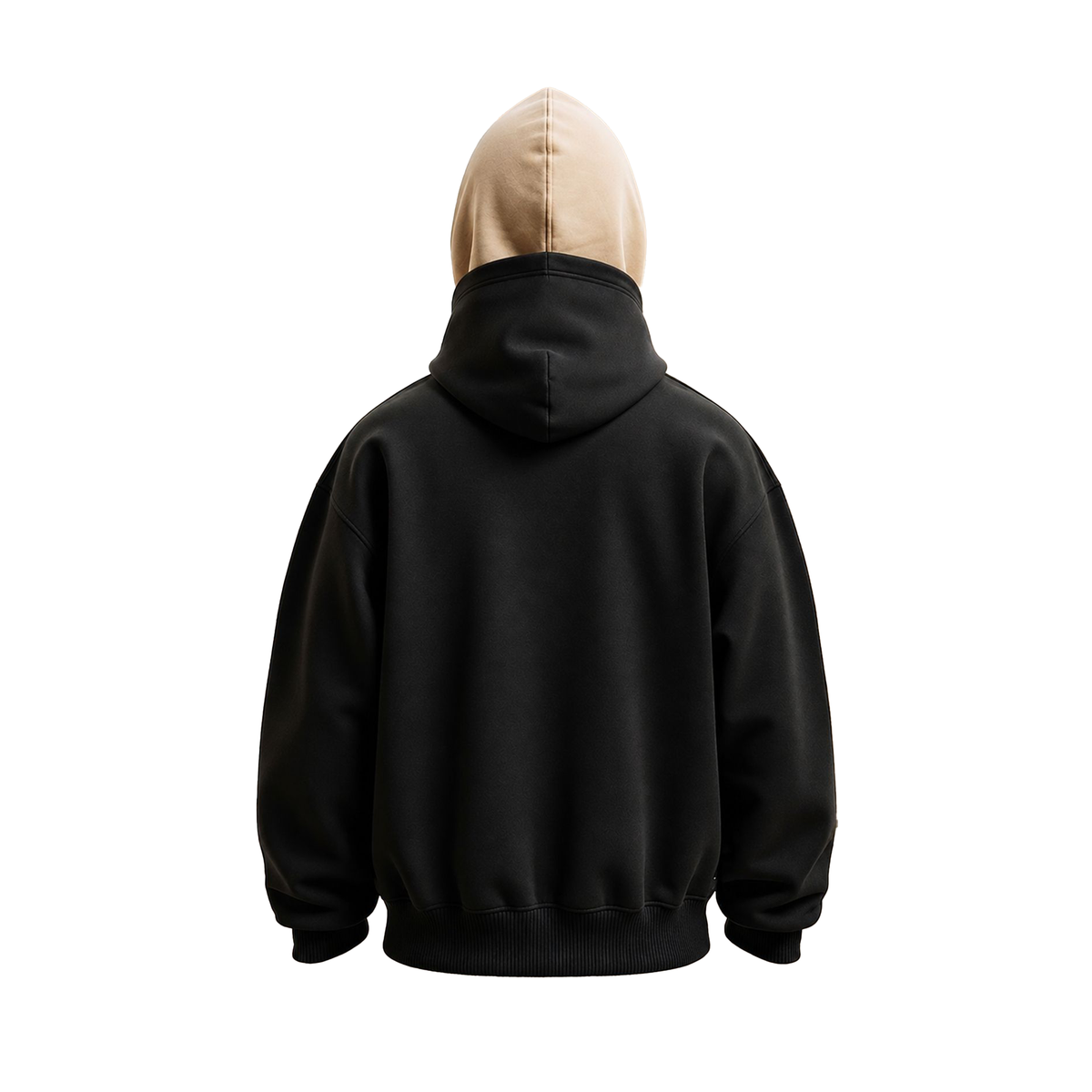 Men Dual Color Hooded Mask Printed Sweatshirt Black