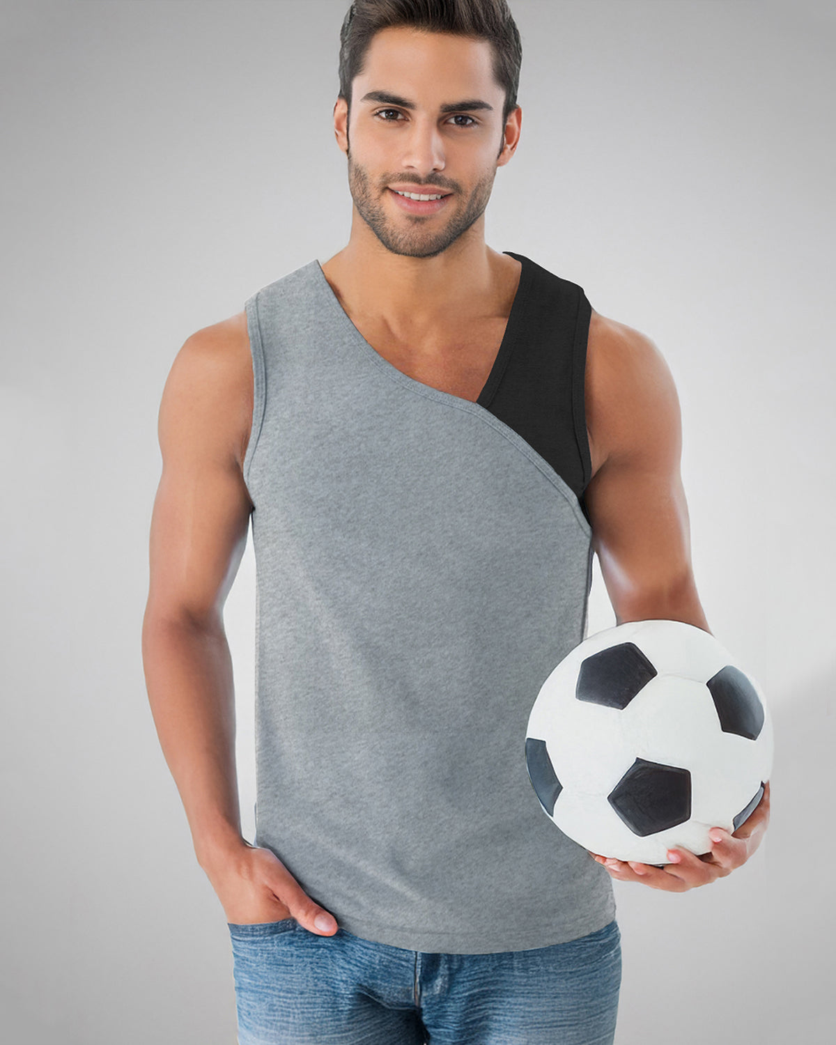 Grey Plain Gym Vest For Men