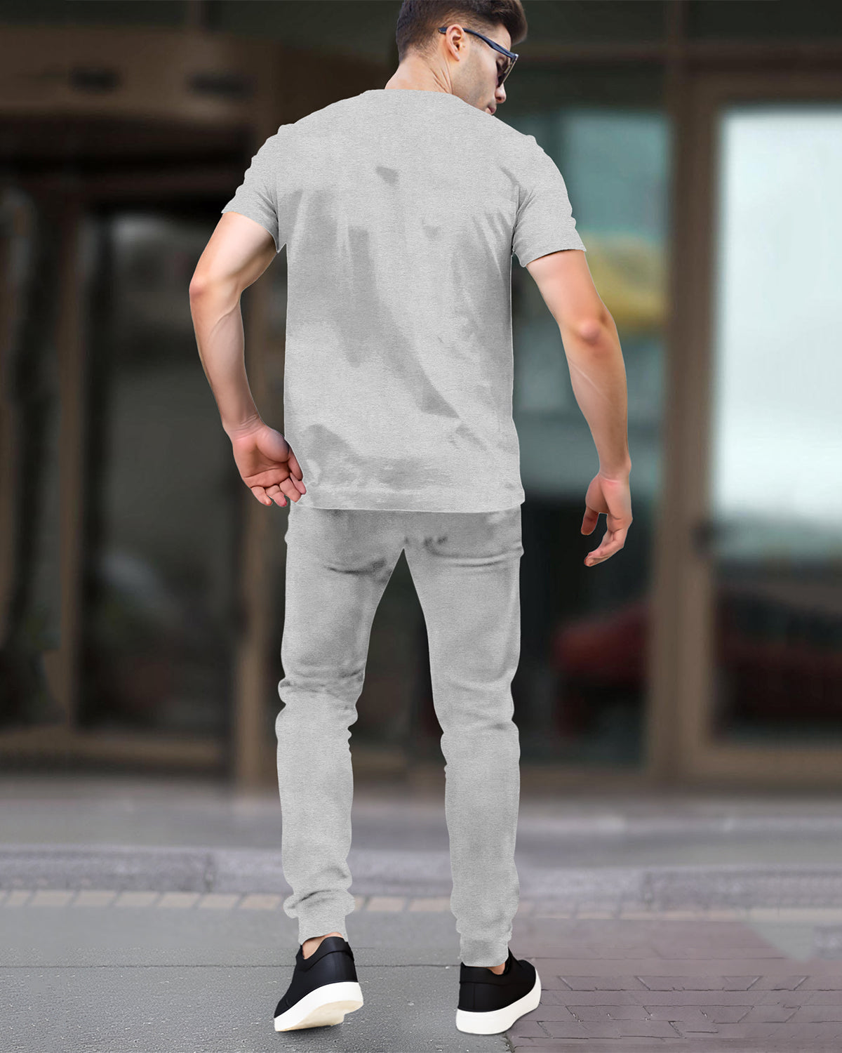 Plain Half Sleeve Grey t-shirt / Grey Trackpant Outfit Set