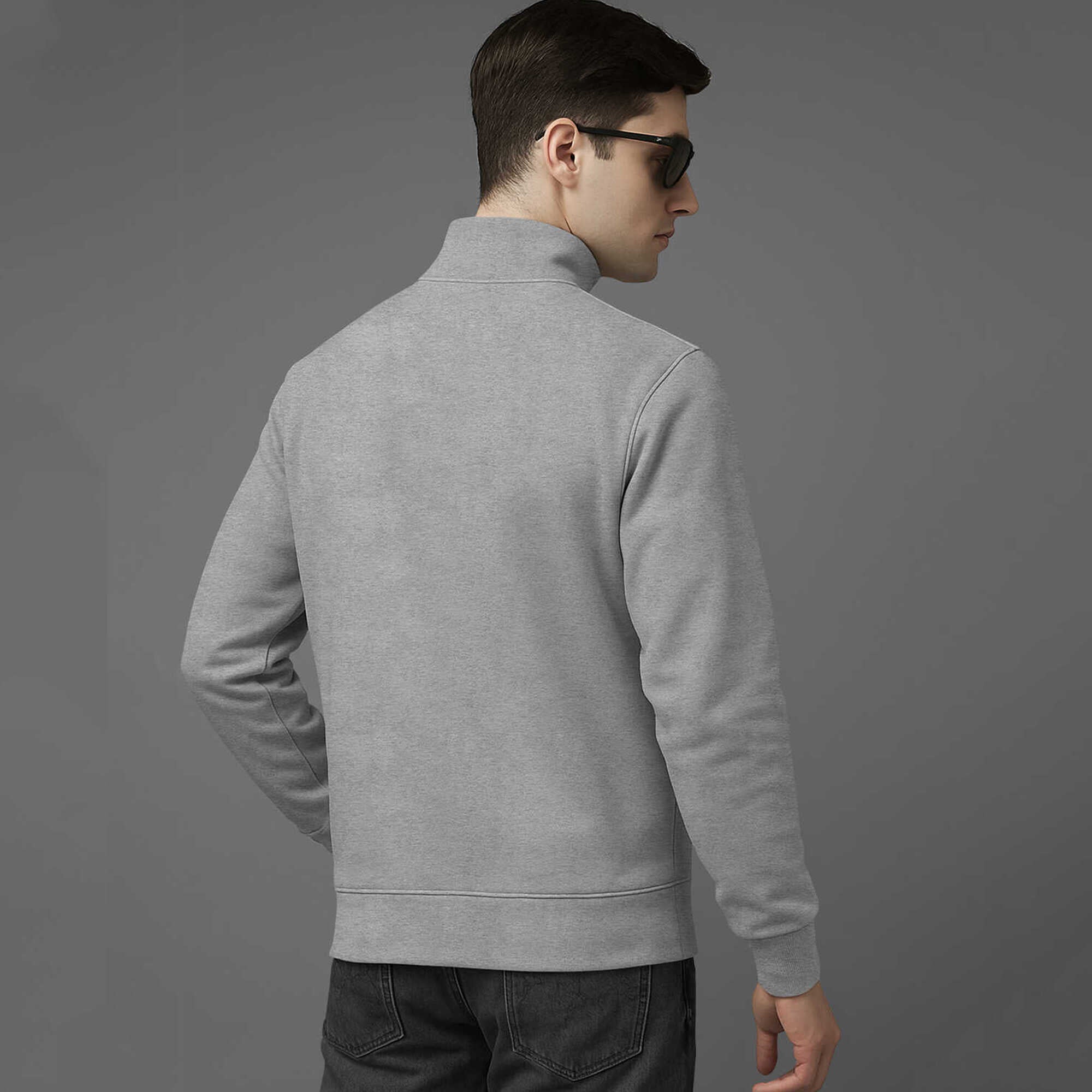 Men Full Sleeve High Neck Sweatshirt Grey
