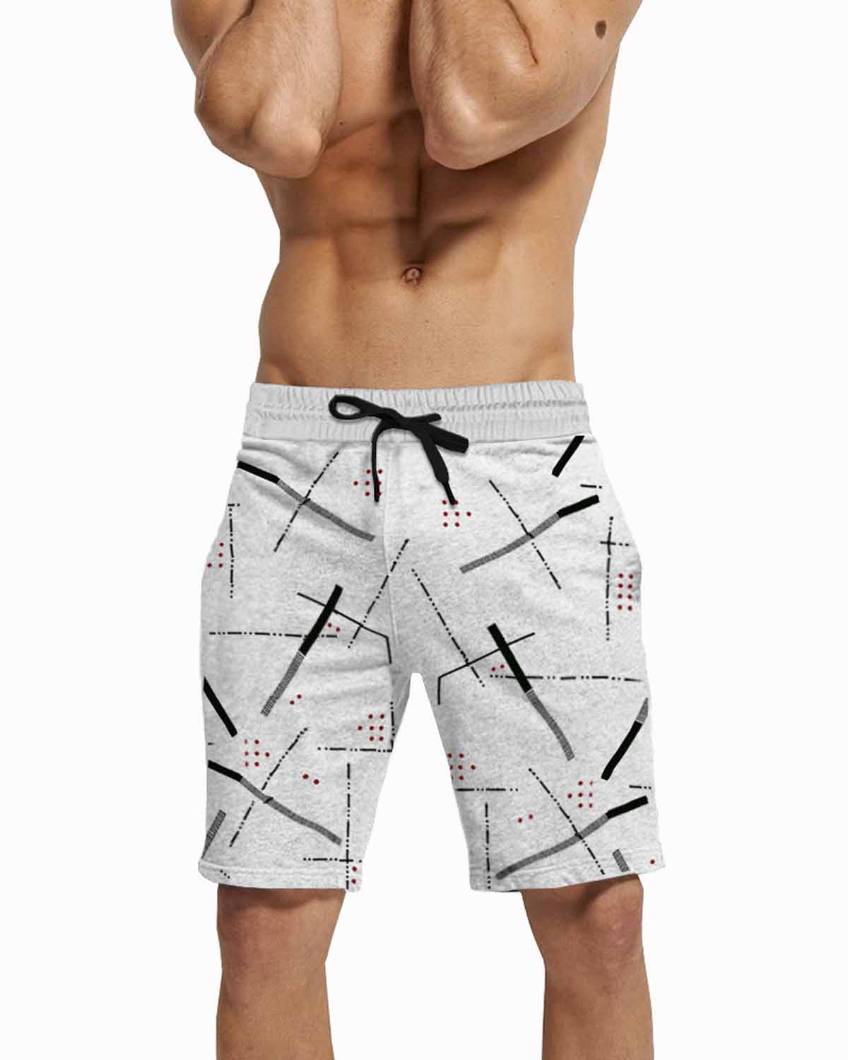 Mens Grey Printed Short