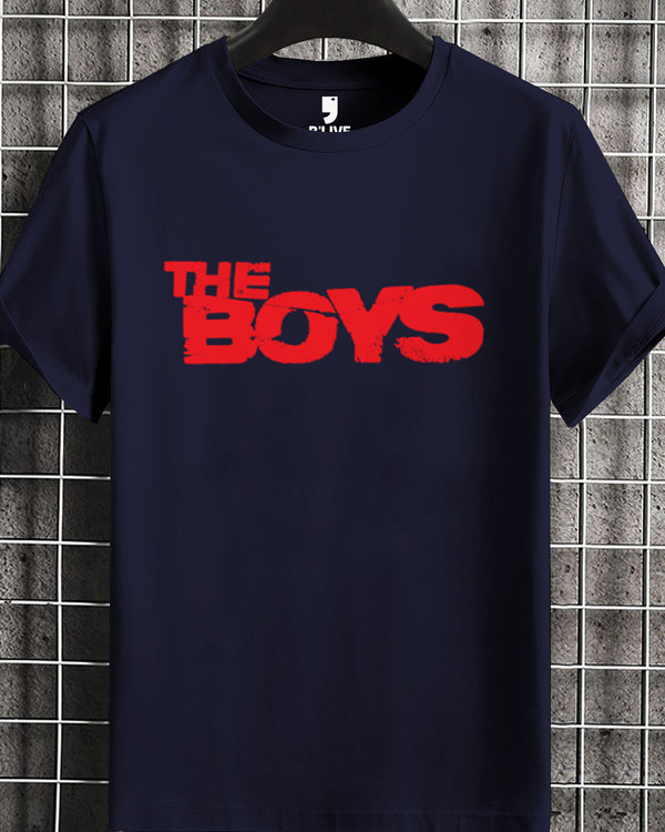 THE BOYS Printed Navy Blue Half Sleeve T-Shirt