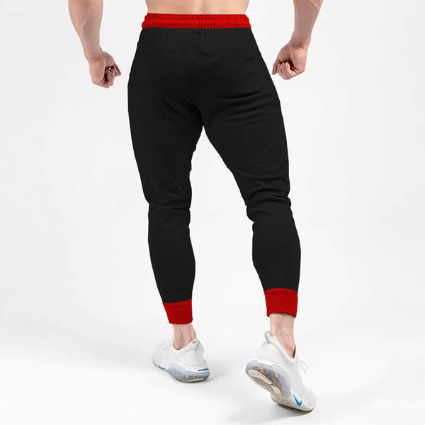 Black & Red Printed Men Track Pant