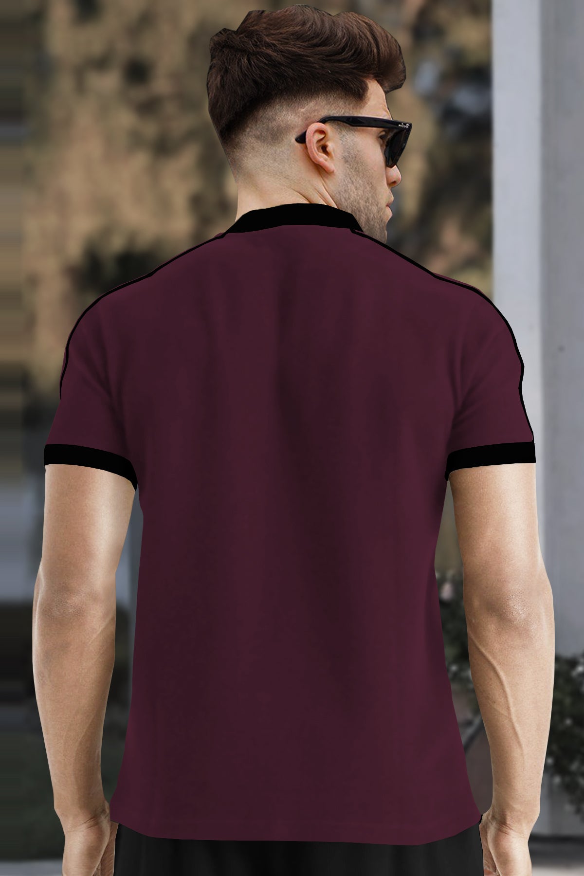 Mens Tracksuit Half Sleeve Maroon T-shirt with Black Trackpant