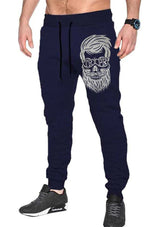 face printed dark blue track pant for men 