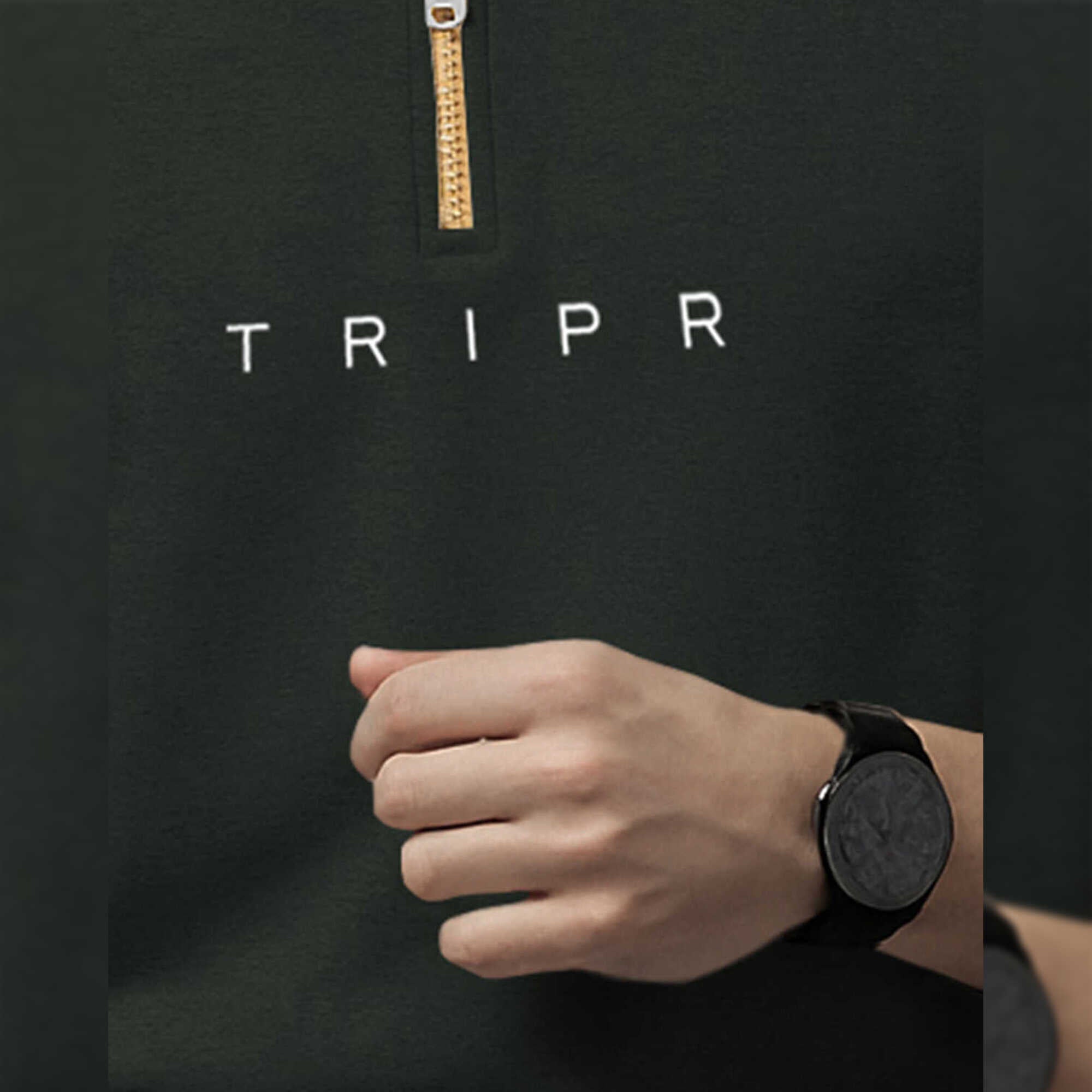 Men Full Sleeve High Neck Sweatshirt Olive green