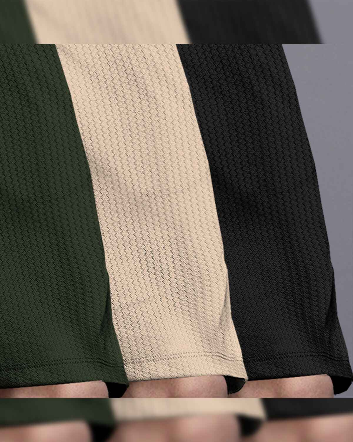 (Pack Of 3) Men Plain Olive-Beige-Black Waffle Shorts