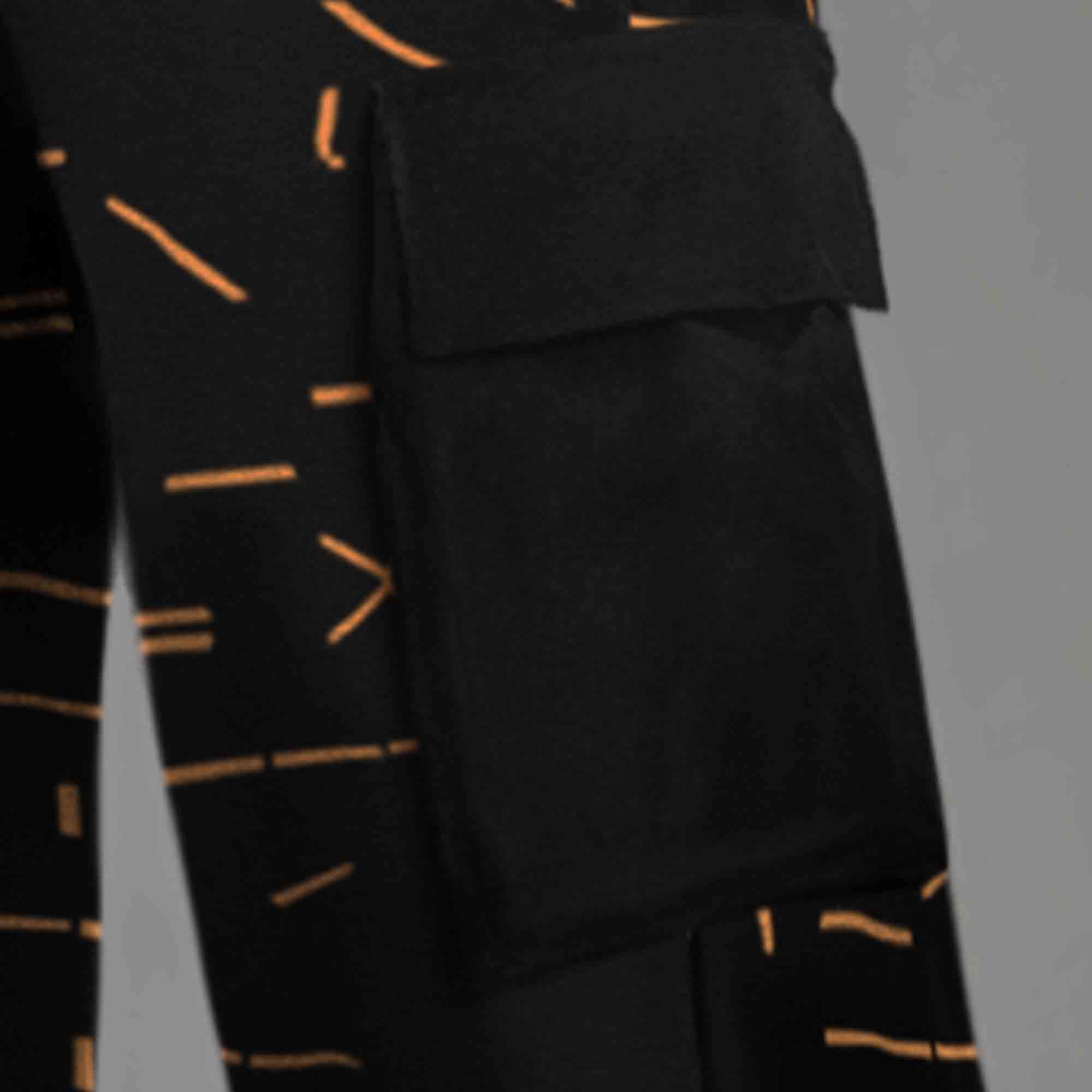 Mens Multi Pockets All Over Printed Baggy fit Black Oversized Cargo Jogger