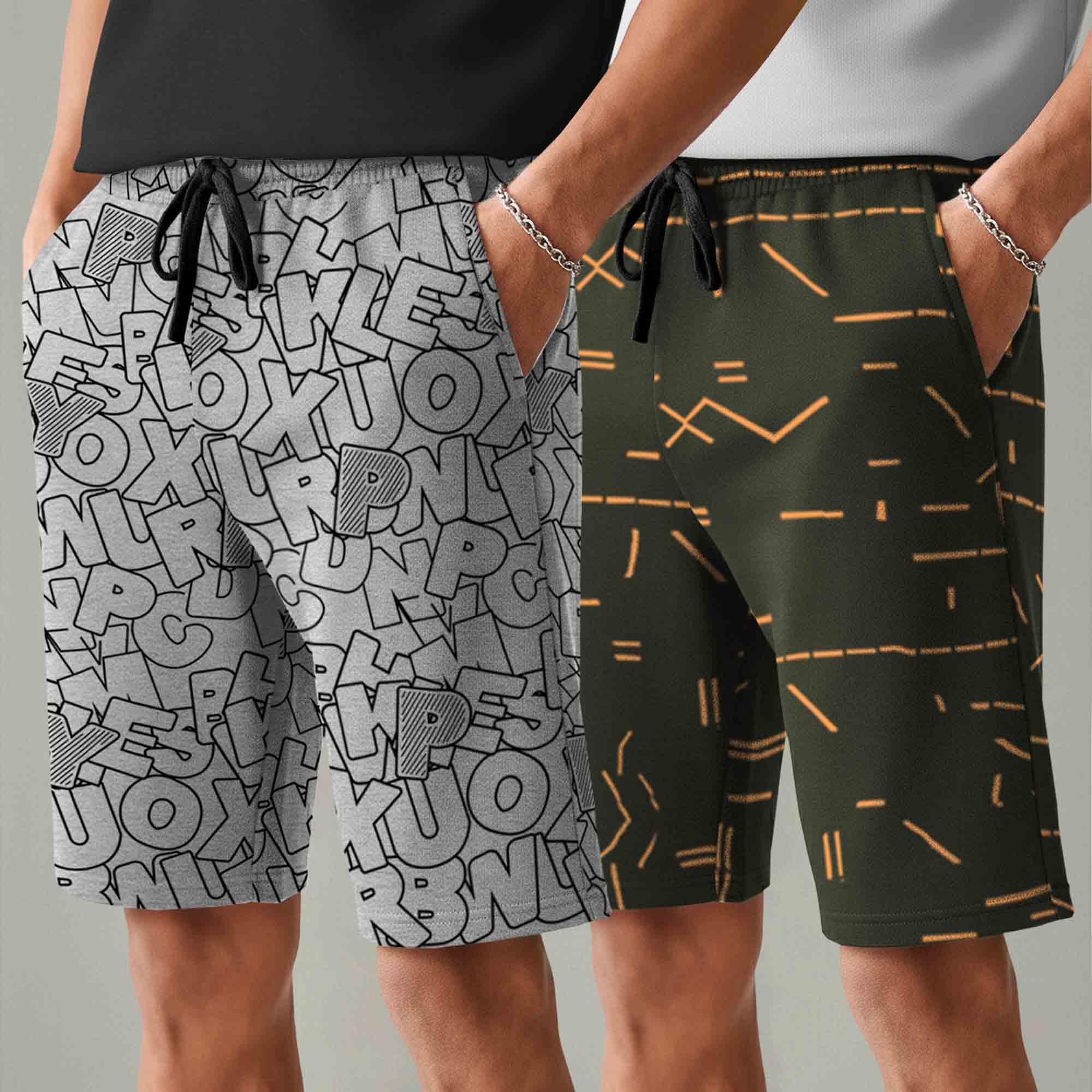 Men (Pack Of 2) All Over Printed Design Regular Fit Shorts