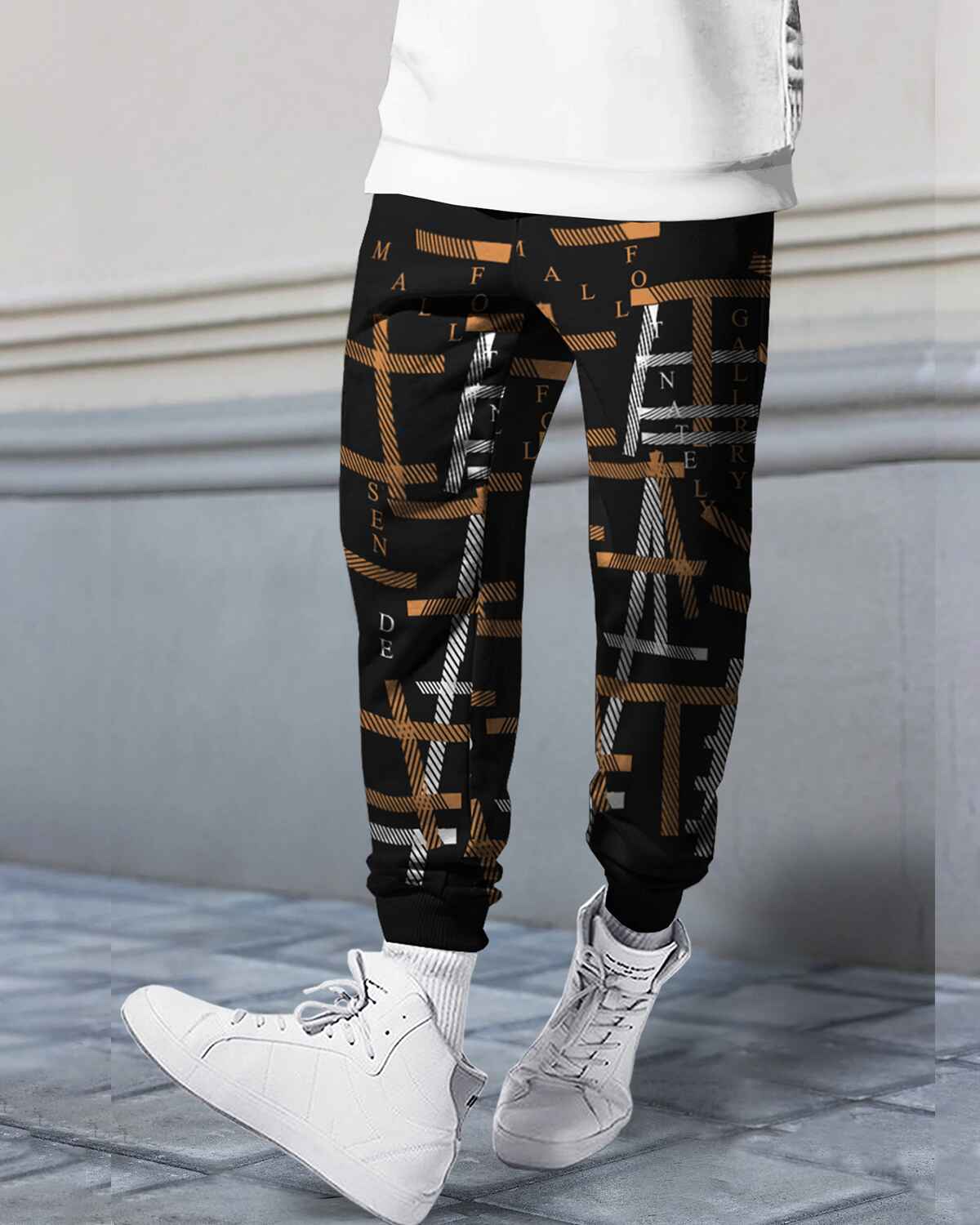 Mens Printed Trackpant Black & Brown