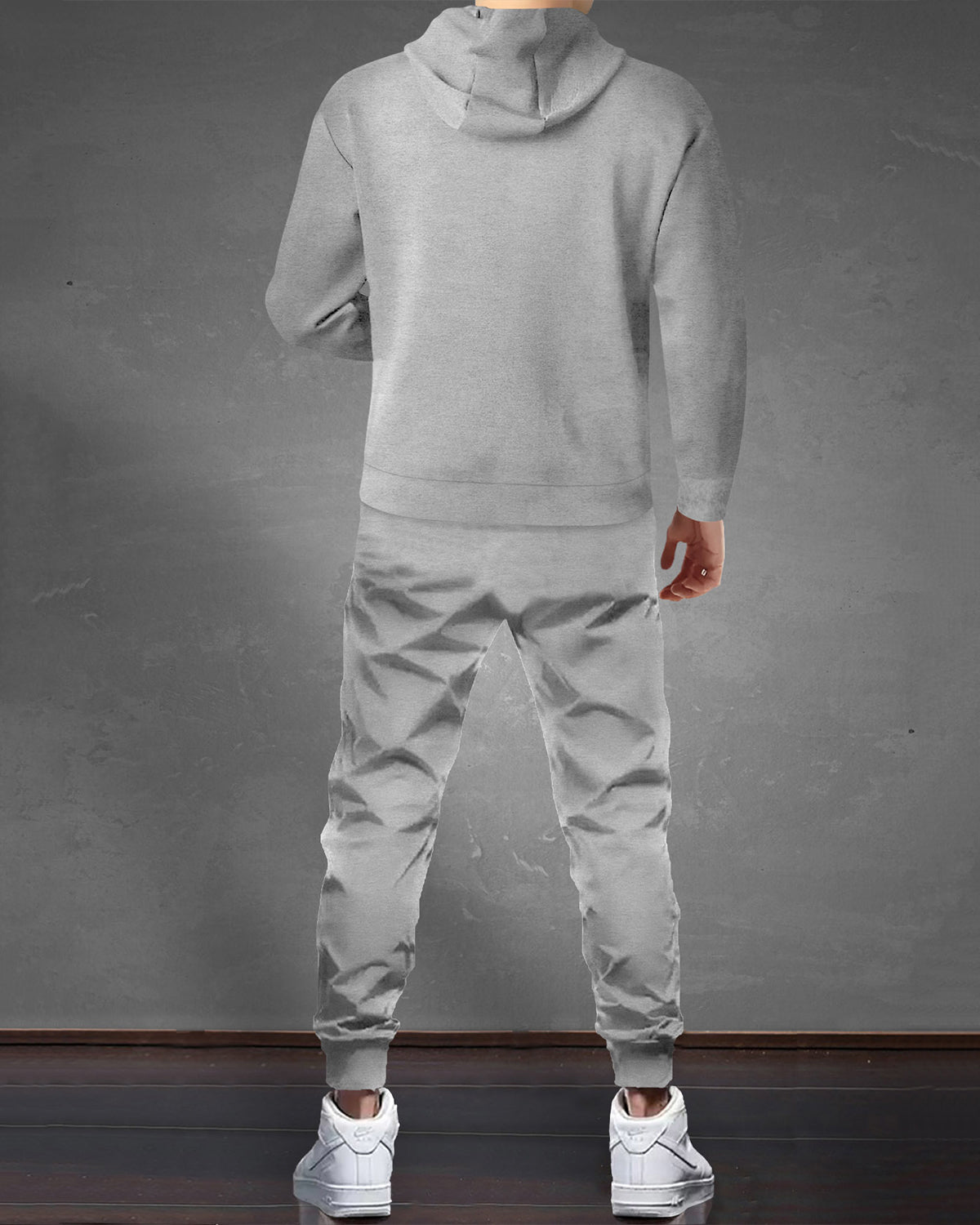 Grey Hooded Full Sleeve T-shirt with Grey Trackpant Tracksuit
