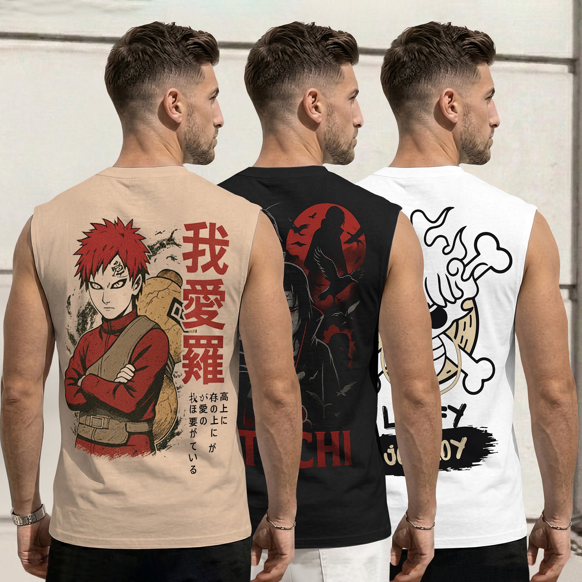 Mens Back Printed Sleeveless Vest Multicolors