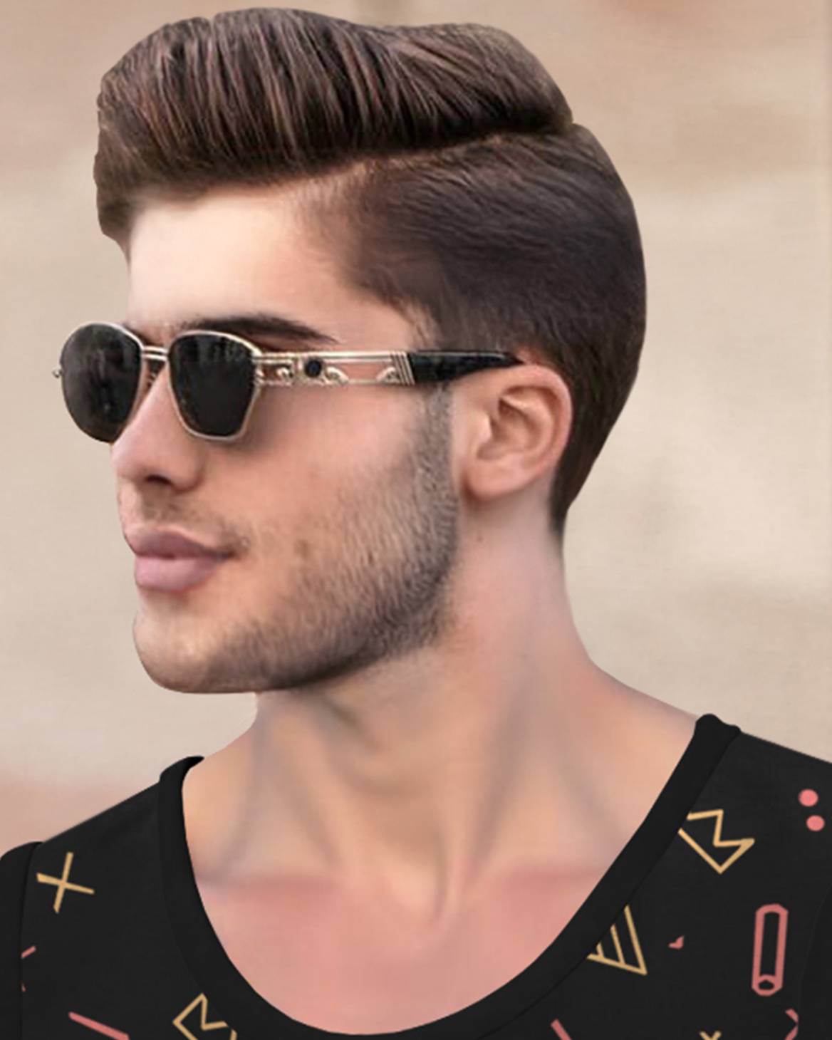 Men Casual Round Neck All Over Printed Top Vest Black