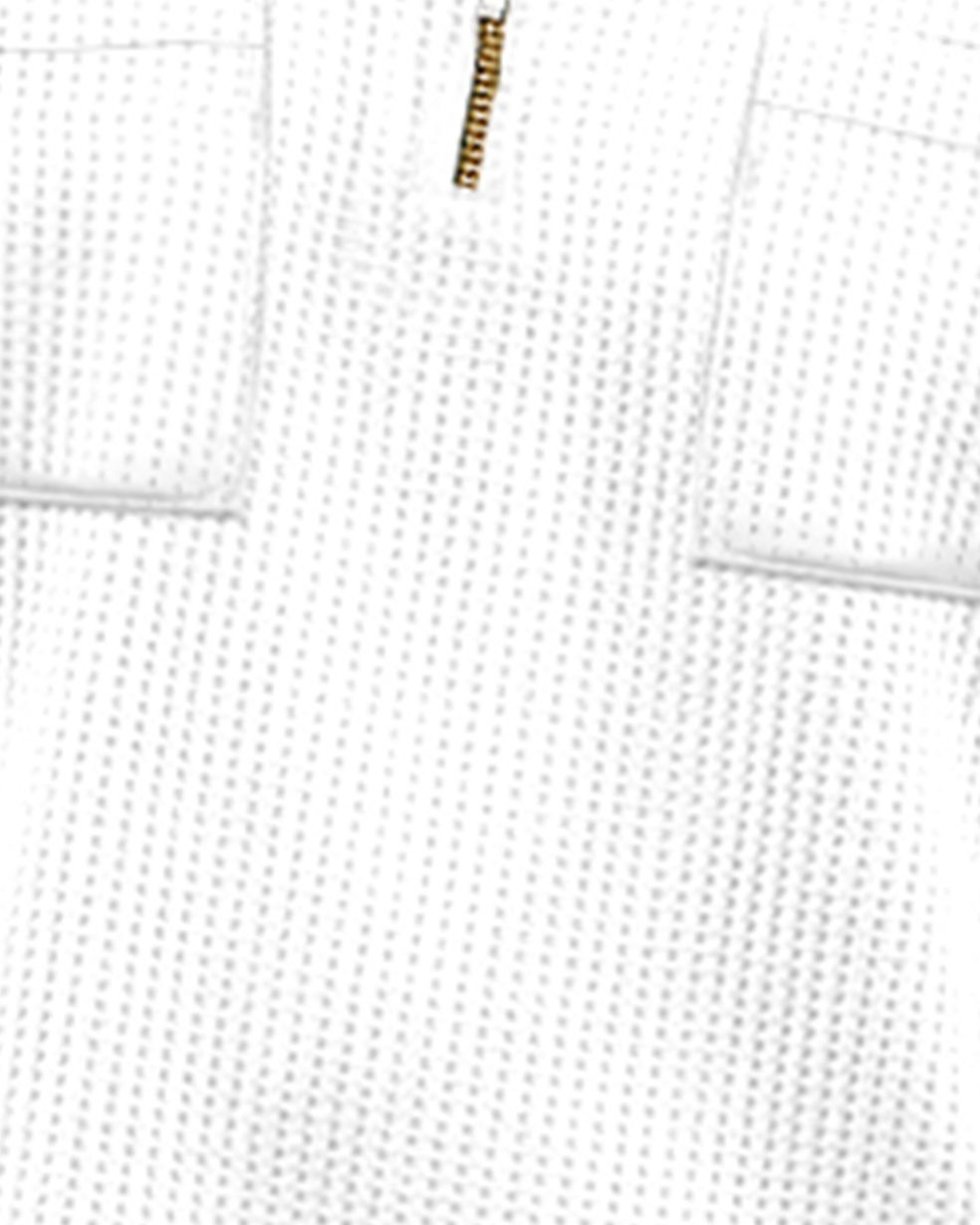 Half Sleeve Double Poacket Polo Waffle White T-shirt