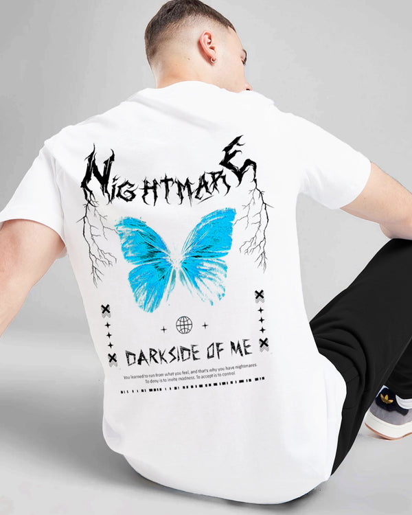 Men Butterfly Graphic Printed Oversized White T-Shirt