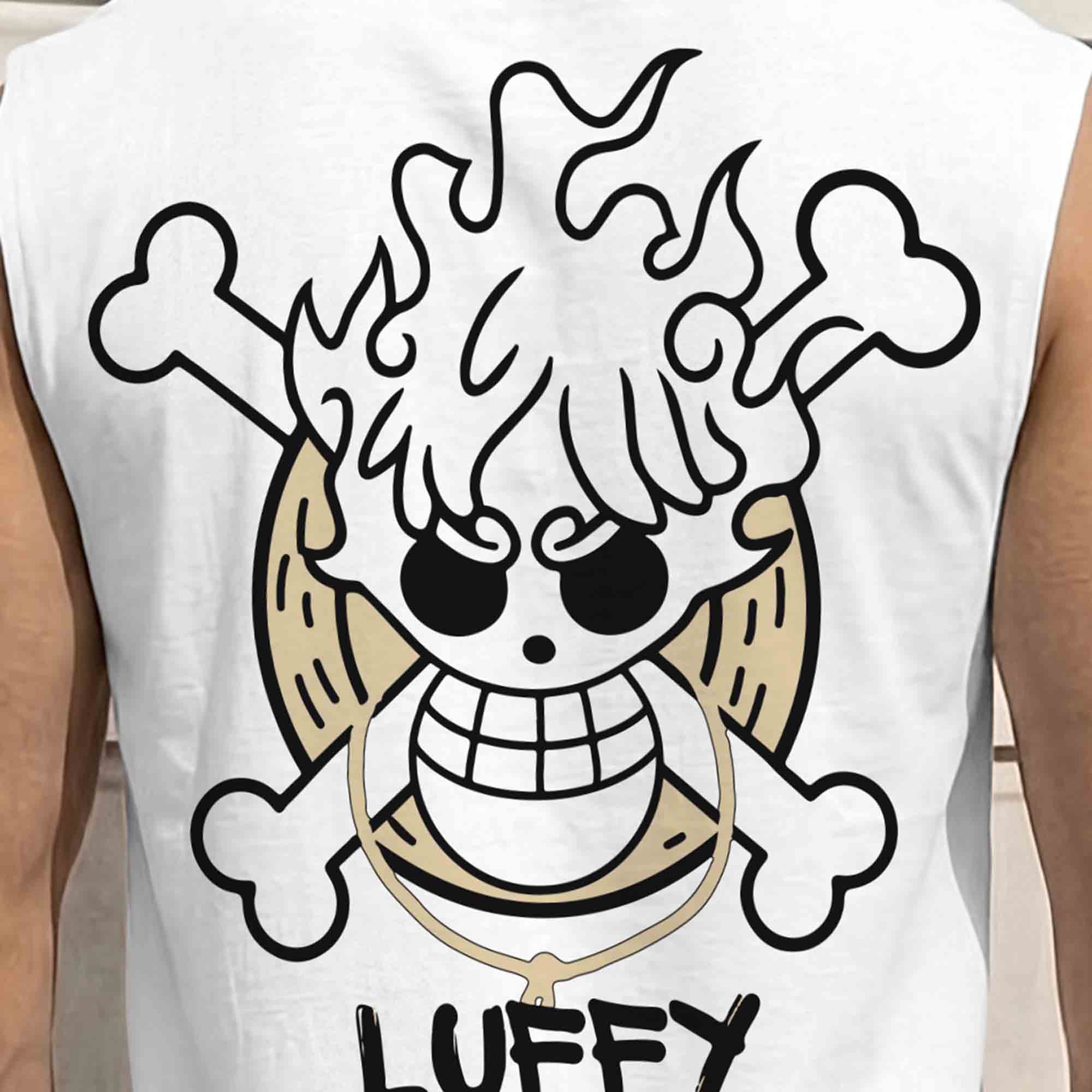 Men Graphic Design Back Printed Round Neck Vest White