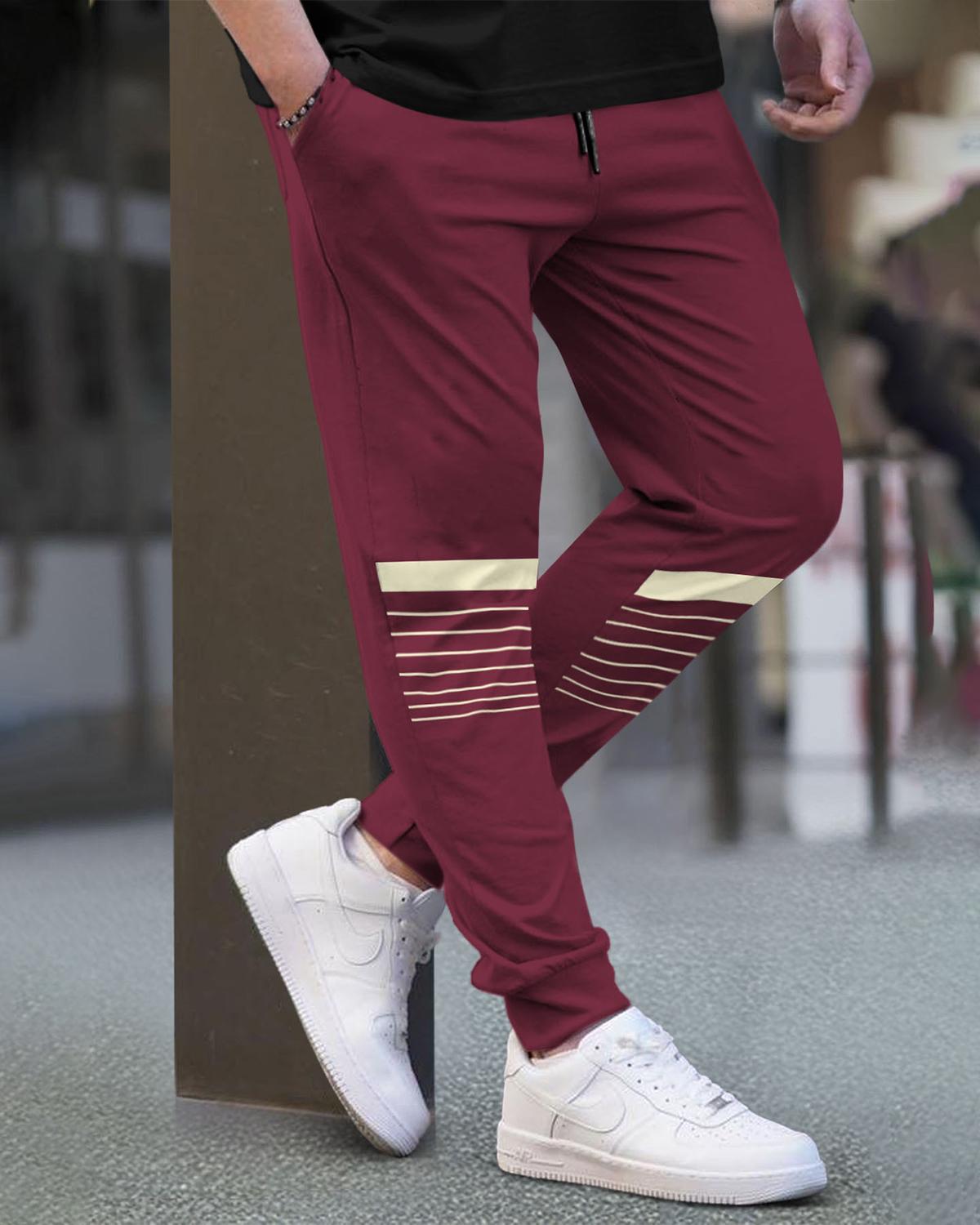 Men Cuffed Maroon Printed Jogger