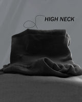 Men High Neck Solid Black Full Hand T-shirt
