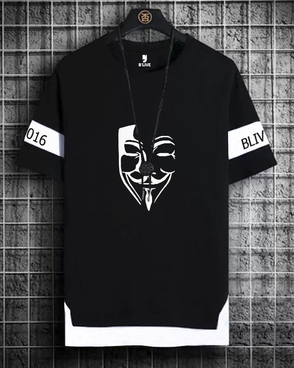Vendetta Mask Printed Casual Half Sleeve Round Neck T-Shirt