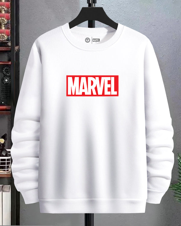 Marvel logo printed full sleeve white tshirt for men