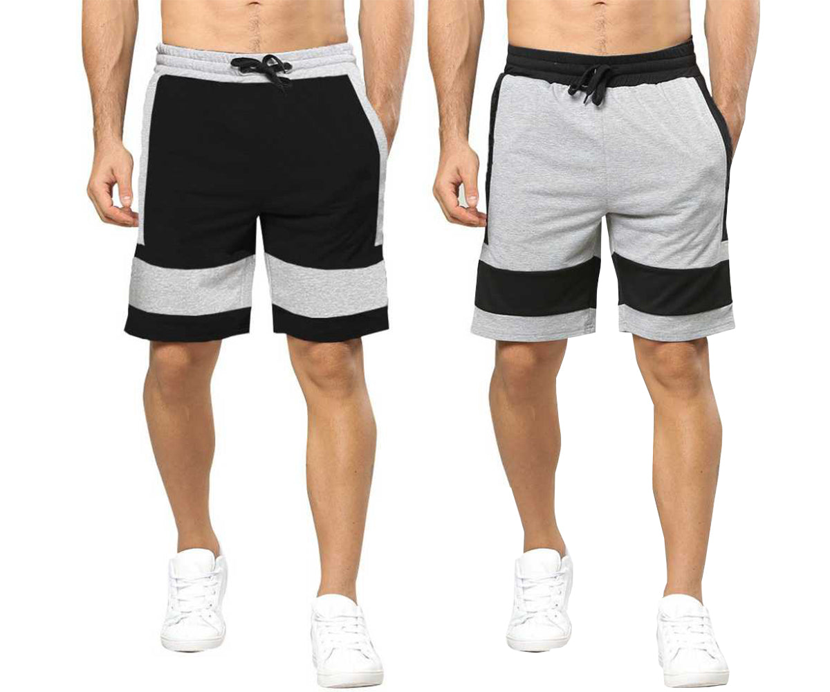 (Pack Of 2) Printed And Colorblocked Shorts 15 Variants