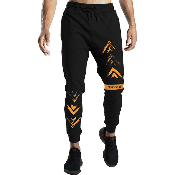black and yellow print track jogger pant for men front view