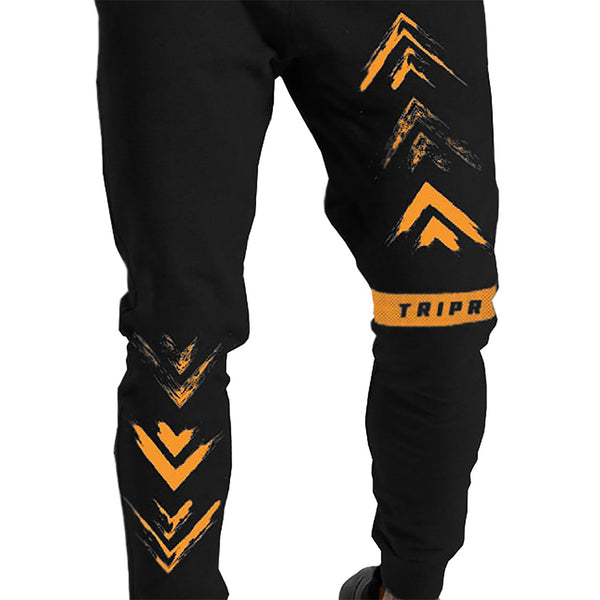 black and yellow print track jogger pant for men closer view