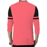 Solid Men Mandarin Collar Red, Black T-Shirt