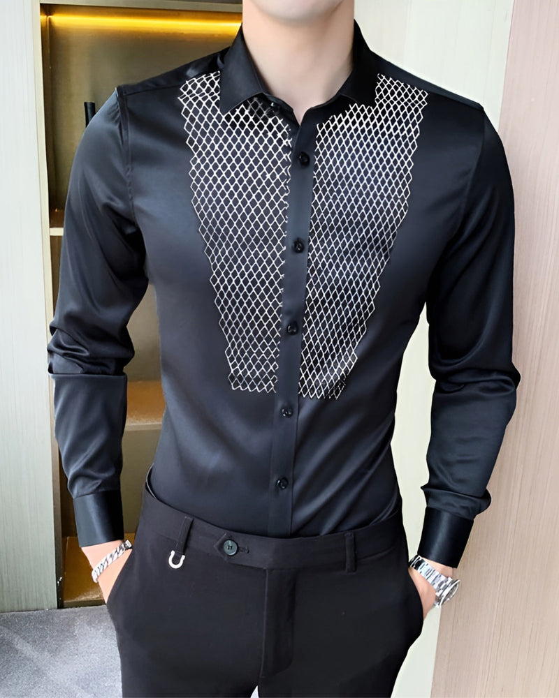 Printed Black Party Wear Shirt