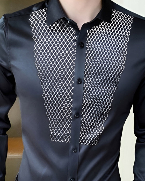 Printed Black Party Wear Shirt