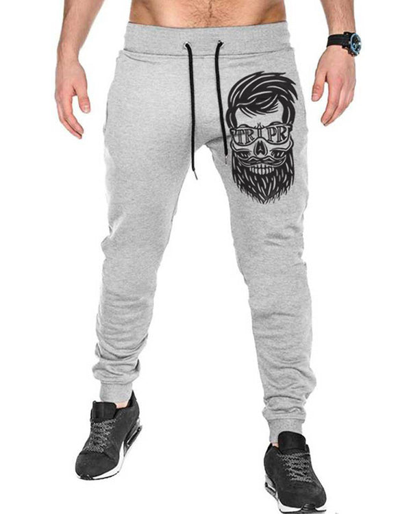 Skull Beard Printed Grey Track Pant