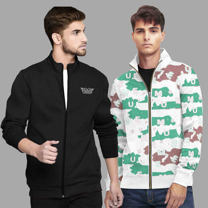 (Pack Of 2) High Neck Winter Jacket Black & White