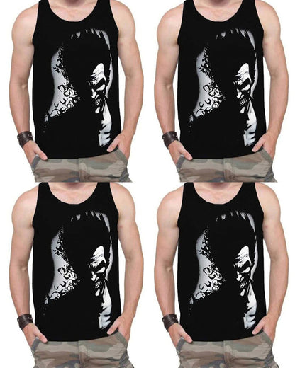 (Pack Of 4) Mens Printed Vest / Black