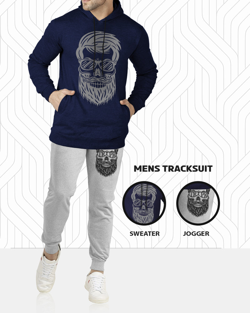 Beard Printed Navy & Grey TrackSuit