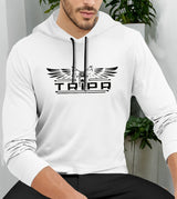 Men Printed Hooded Neck Cotton Blend White T-Shirt