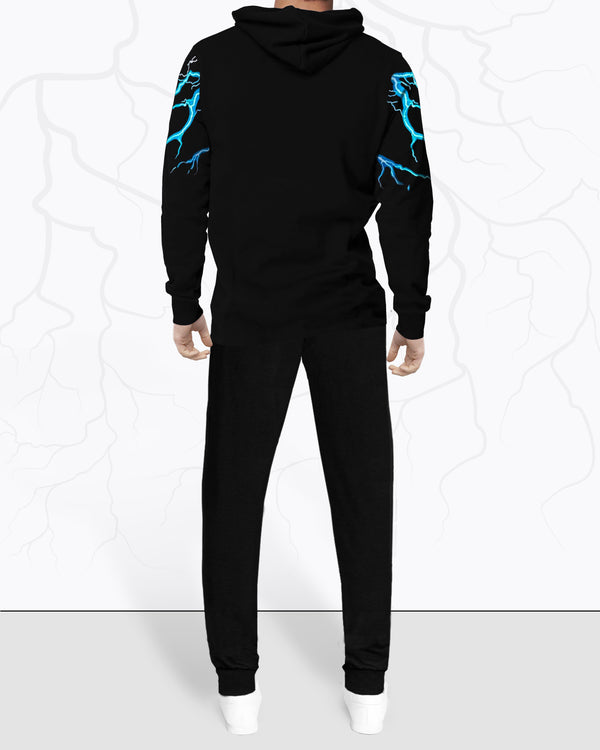 mens tracksuit-hooded t-shirt and black jogger