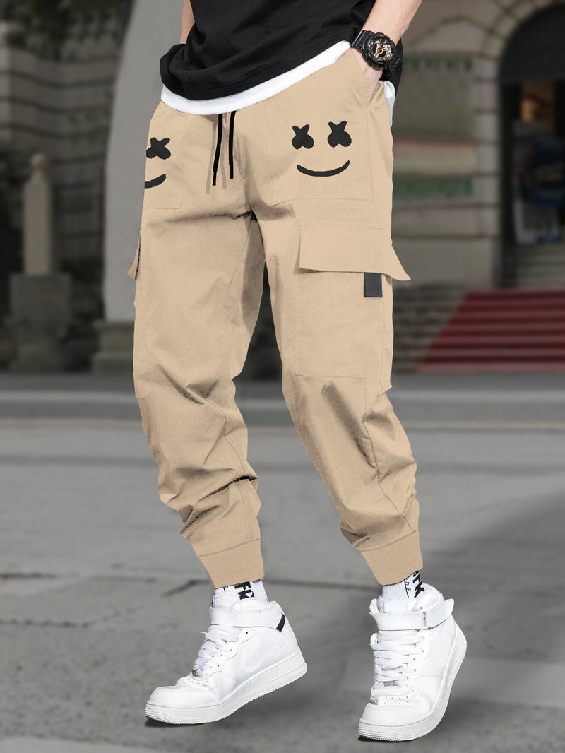 Men Beige Printed Cargo Jogger