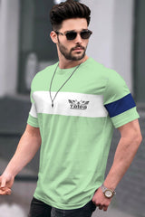 Men Green half sleeve Round Neck striped T-Shirt