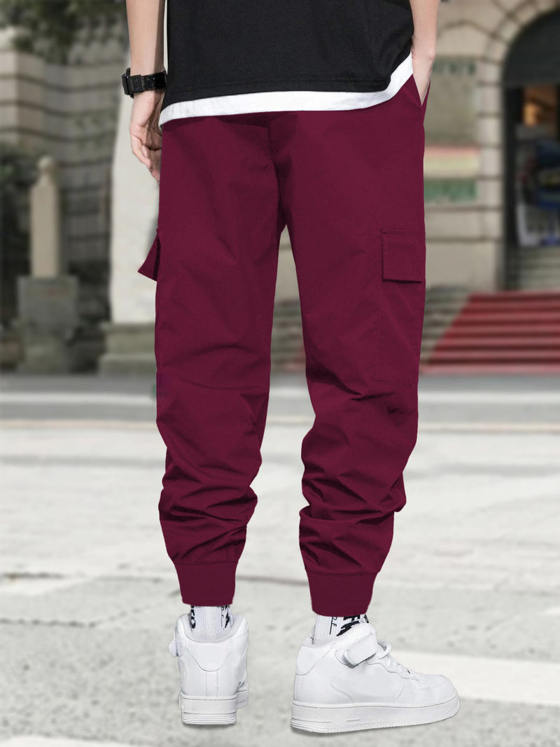 Men Maroon Printed Cargo Jogger